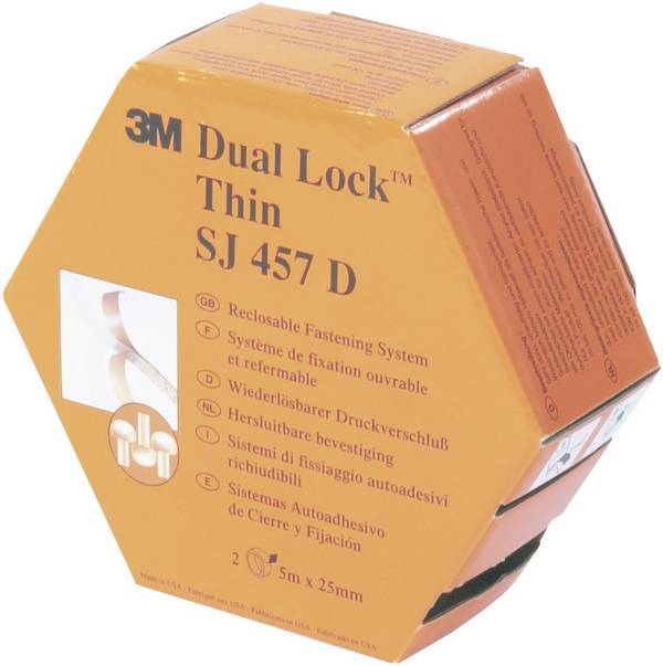 3M SJ 457D Dual Lock Hook-and-loop tape stick-on Mushroom hooks (L x W) 5000 mm x 25 mm Translucent 5 m