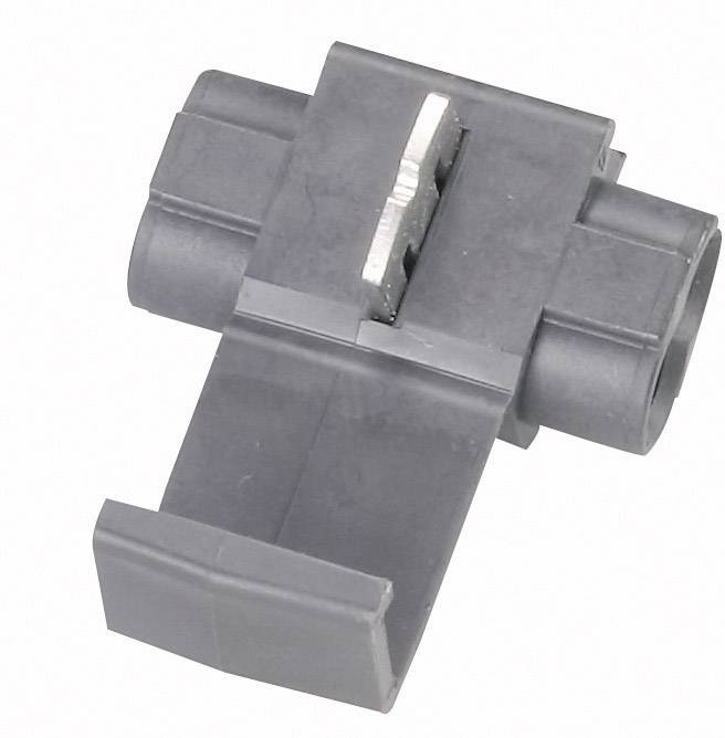 A black plastic holder with a metallic clip, suitable for securing cables or pipes in technical applications.