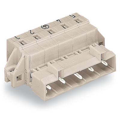 A white, multi-pole connector with six numbered terminals. It is rectangular and has two side mounting tabs.