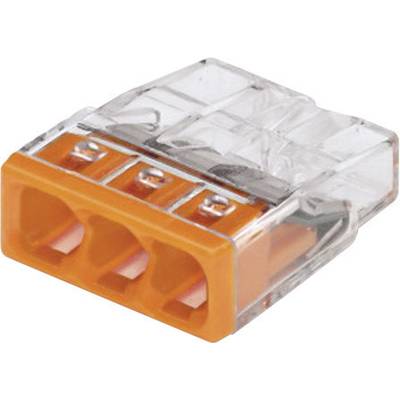 WAGO 2273-203 2273 Screw terminal flexible: -  fixed: 0.5-2.5 mm² Number of pins (num): 3 10 pc(s) Transparent, Orange 