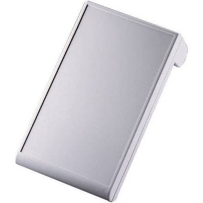 A silver metal sheet with rounded edges, slightly angled on a white background.