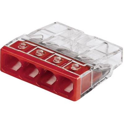 WAGO 2273-204-1 2273 Screw terminal flexible: -  fixed: 0.5-2.5 mm² Number of pins: 4 1 pc(s) Transparent, Red 