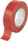 A red roll of adhesive tape with a slightly unrolled end, against a white background.