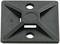 Black square cable holder with two mounting holes and a raised, cross-shaped structure in the centre.