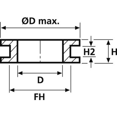 Technical drawing of a sealing profile with the dimensions 'ØD max', 'H2', 'H', 'D', and 'FH'.