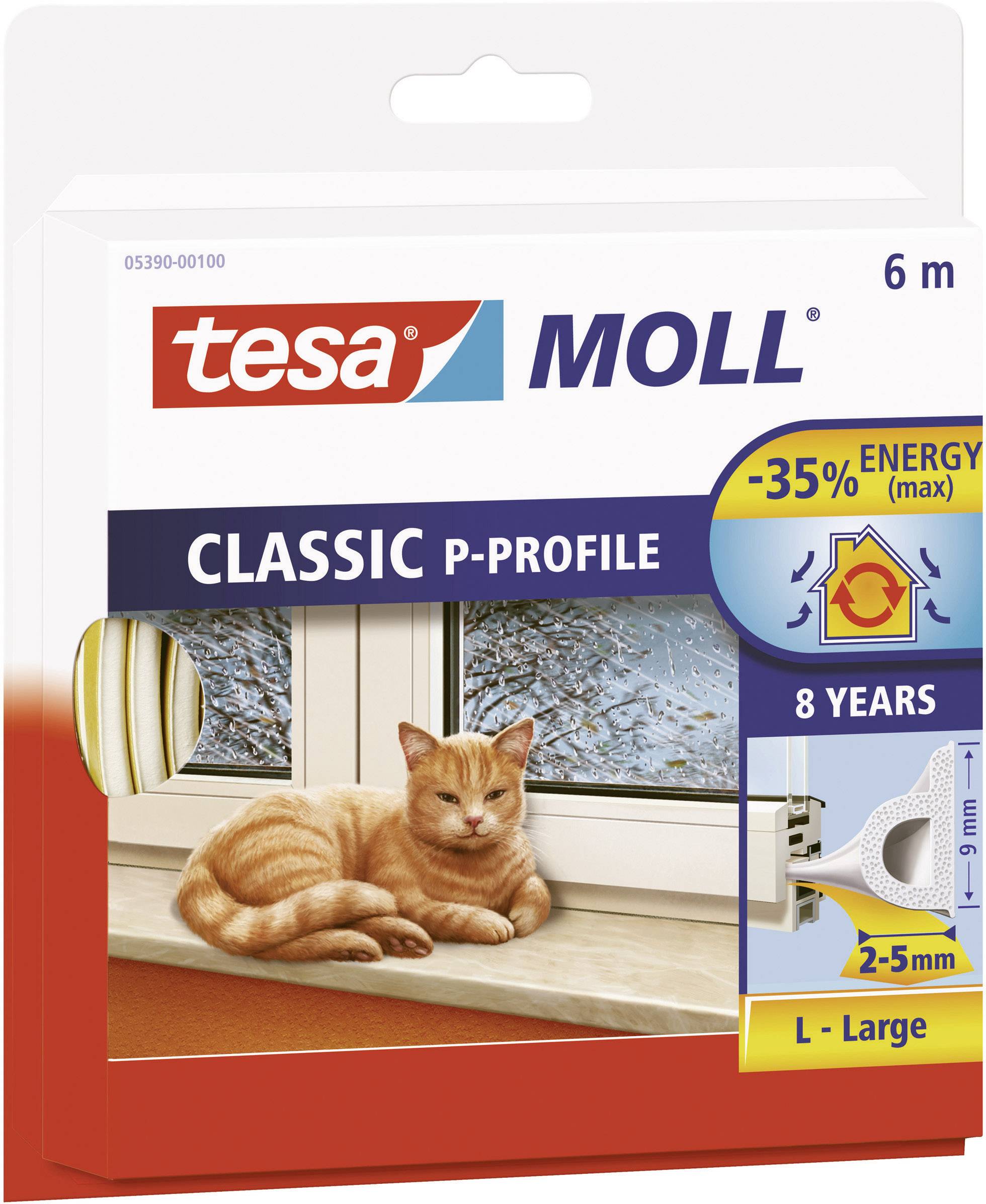 tesa P-PROFILE 05390-00100-00 Draught excluder tesamoll® White (L x W) 6 m x 9 mm 1 pc(s)