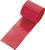 A roll of shiny red PVC tape, partially unrolled, on a light background.
