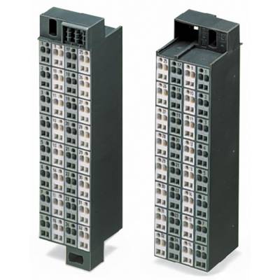Two black electronic plug modules with numerous vertically oriented connectors, set against a white background.