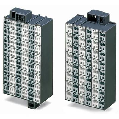 Two electronic components with multiple terminals, suitable for mounting in control cabinets.