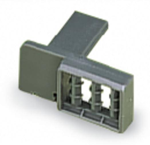 A grey, rectangular plastic housing with two open slots and an additional side attachment.