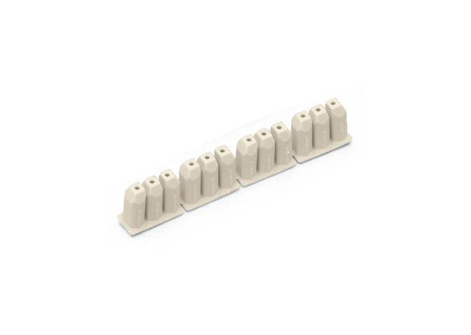 Eight-pole white connector block for electrical wiring, used to connect multiple cable strands. Ideal for flexible installations.