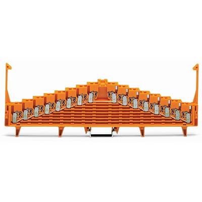 Orange multi-slot connection terminal in a pyramid shape, suitable for electrical applications.