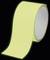 A roll of yellow fluorescent adhesive tape with a slightly glossy surface, wound up and partially unrolled against a black background.