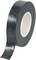 A roll of black electrical tape, partially unrolled on a white background.