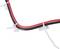 Two cables, black and red, are secured with white cable ties on a surface.