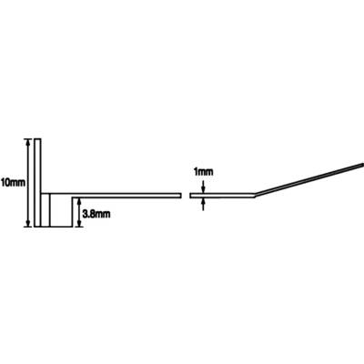 Technical illustration of an edge with dimensions: Height 10 mm, Edge width 3.8 mm, Thickness 1 mm.