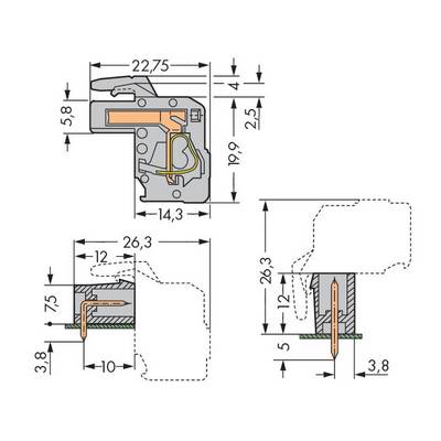 Technical drawing of a sealing profile with dimensions in millimetres. Shows cross-section and views with detailed measurements.