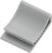 Plastic mounting clip in grey, slightly curved, used for cable fastening or as an organiser.