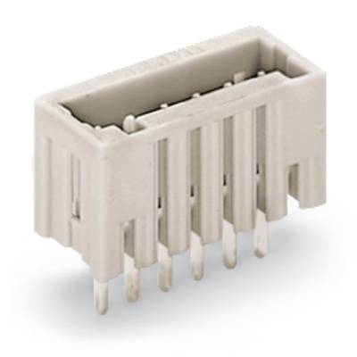 A rectangular, white connector with multiple metal pins.