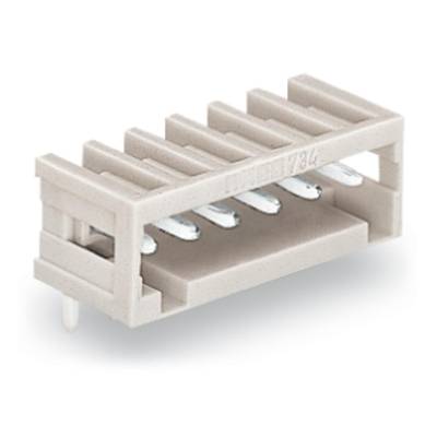 Plastic connector with six metal pins. Suitable for electronic components.