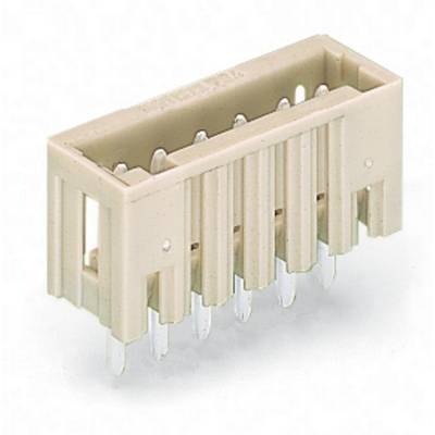 A beige plastic plug with multiple metal pins protruding from its underside, depicted on a white background.