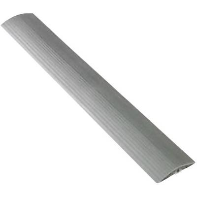 A silver aluminium cable cover with a slightly curved design, suitable for use in offices or living areas to secure cables.