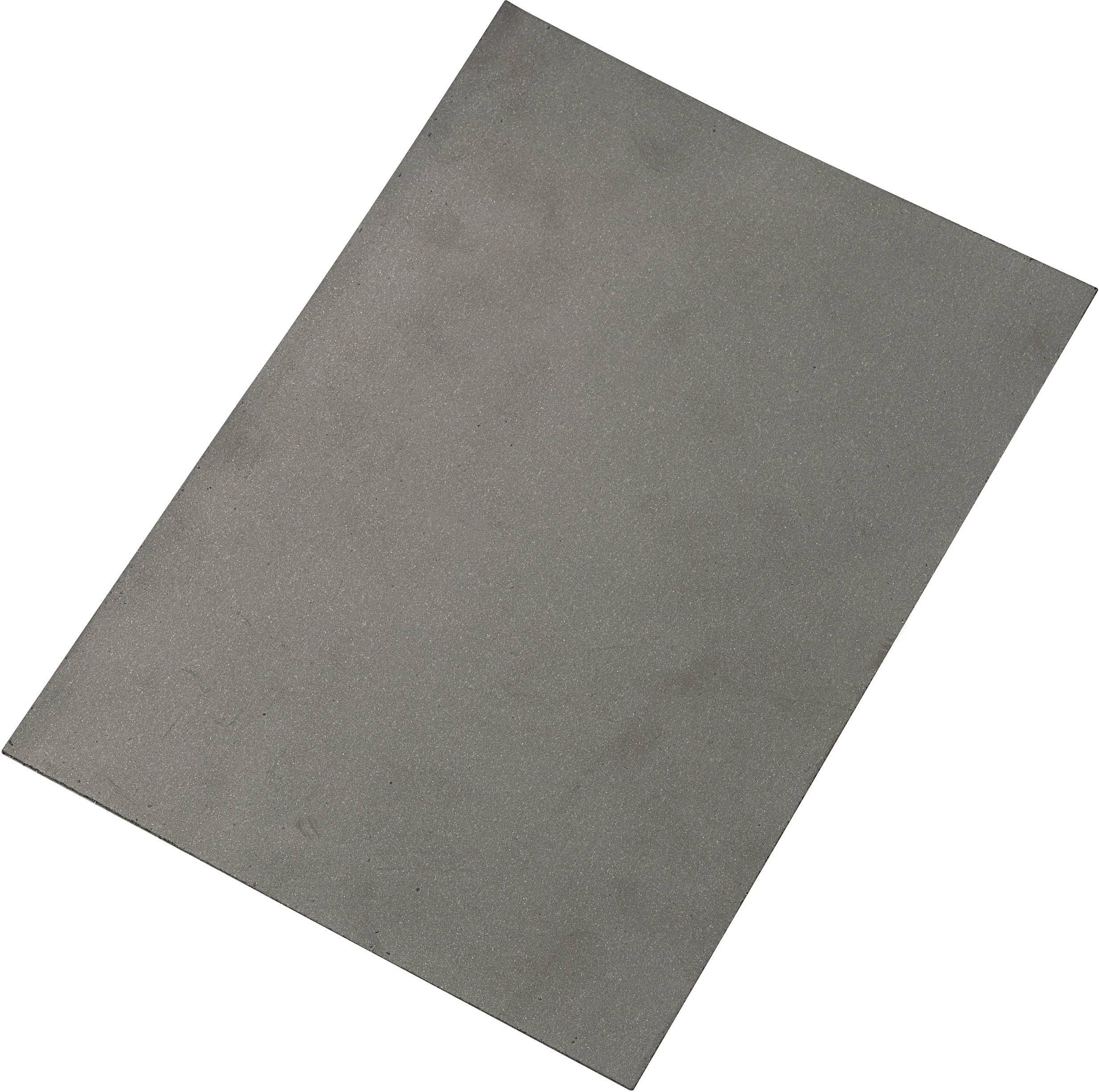 A rectangular fine-patterned grey sheet lies at an angle on a white background.