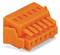 Orange six-way connector, suitable for electrical connections in technical applications.