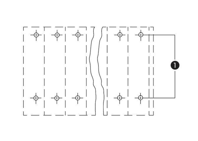 The diagram shows two adjacent modular structures with vertical and horizontal lines connected by markers.