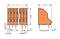 Technical drawing of an orange connector with dimensions. Front and side views show detailed measurements.