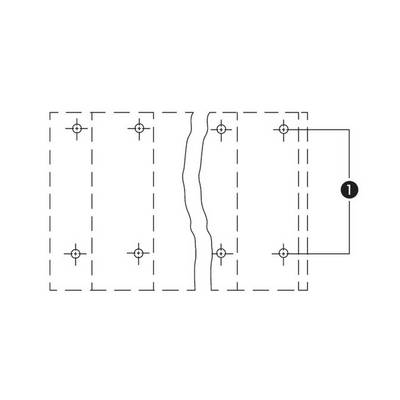 Technical drawing shows two rectangular objects placed side by side with mounting points. Number '1' marks the relevant line.
