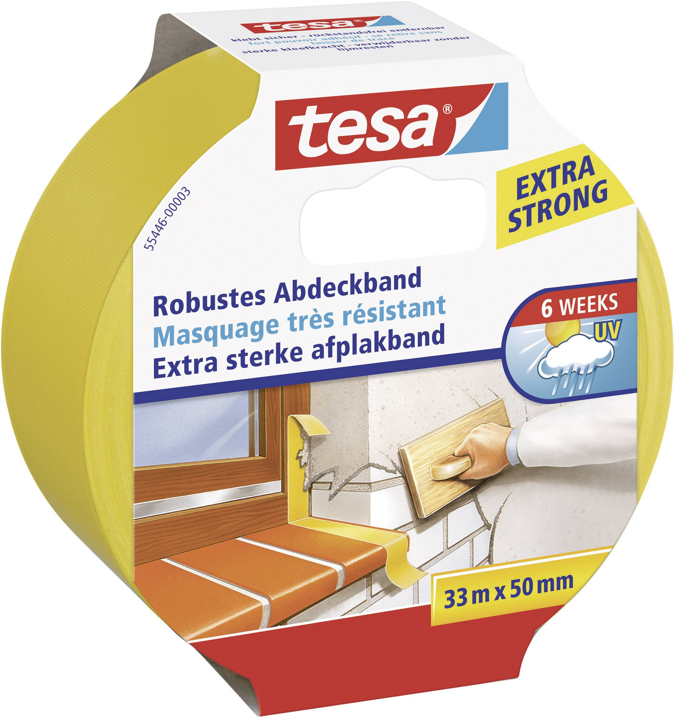 alarm Actie afstand tesa EXTRA STRONG 55446-00003-02 Plastering tape Yellow (L x W) 33 m x 50  mm 1 pc(s) | Conrad.com