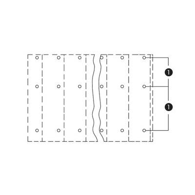 Diagram shows a component with two marked areas. Points indicate attachment points. Section in the middle interrupted.