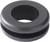 Black rubber ring with a central hole and lateral groove, commonly used as a cable grommet or for vibration damping.