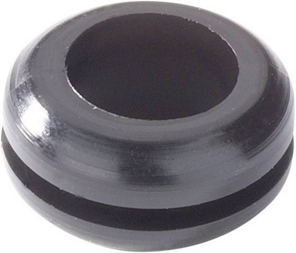HellermannTyton HV1215-PVC-BK-N1 Cable grommet Terminal Ø (max.) 6 mm Board thickness (max.) 1 mm PVC Black 1 pc(s)