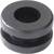 A black rubber ring with a hole in the centre. Used for dampening or insulation, commonly in mechanical applications.