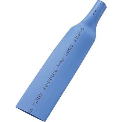 Blue heat-shrink tube with 'GiApex' printed text. Suitable for insulation and protection at temperatures up to 125°C.