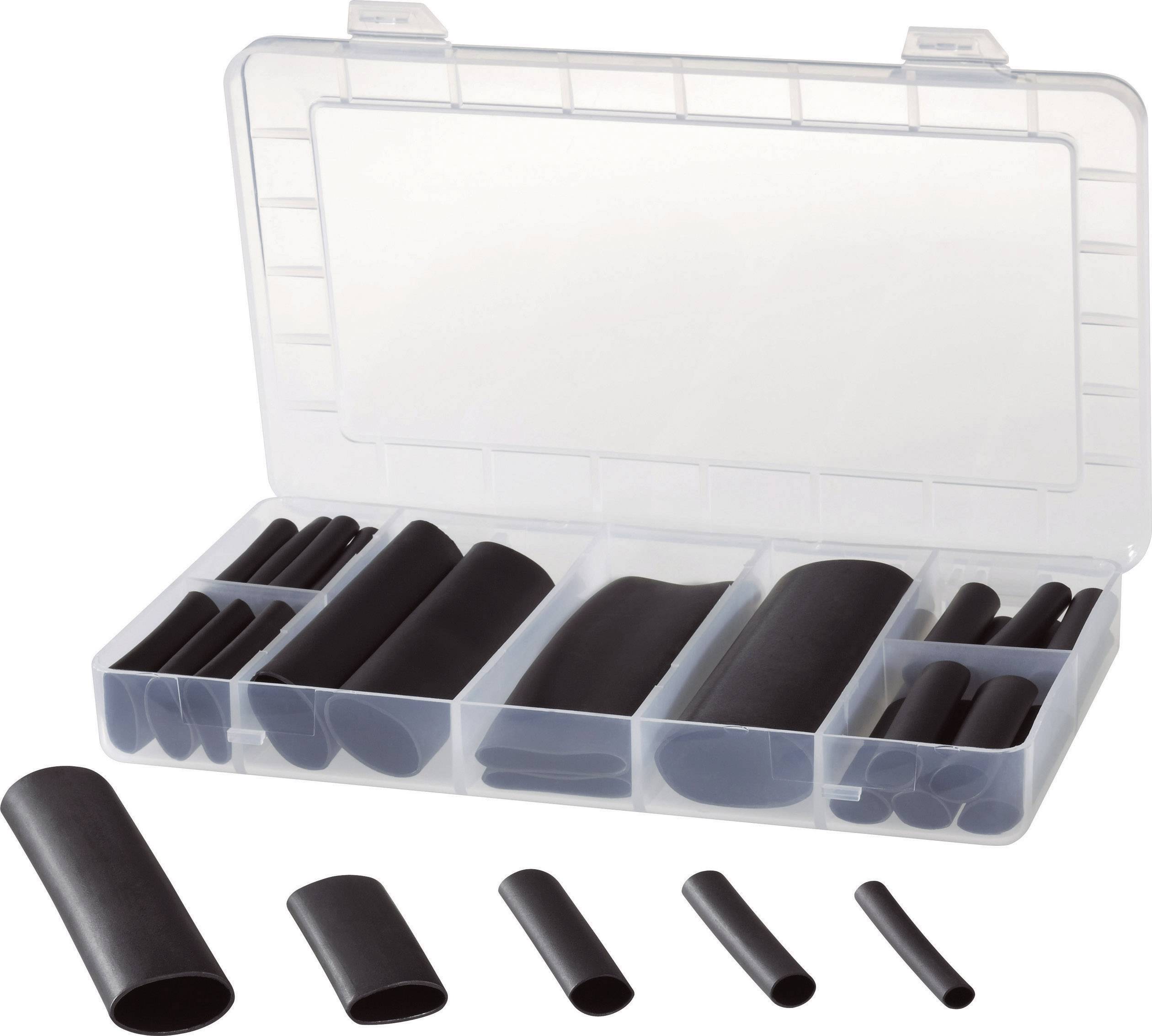 TRU COMPONENTS 1566429 Heatshrink set Black Shrinkage:4:1 63 Parts-0