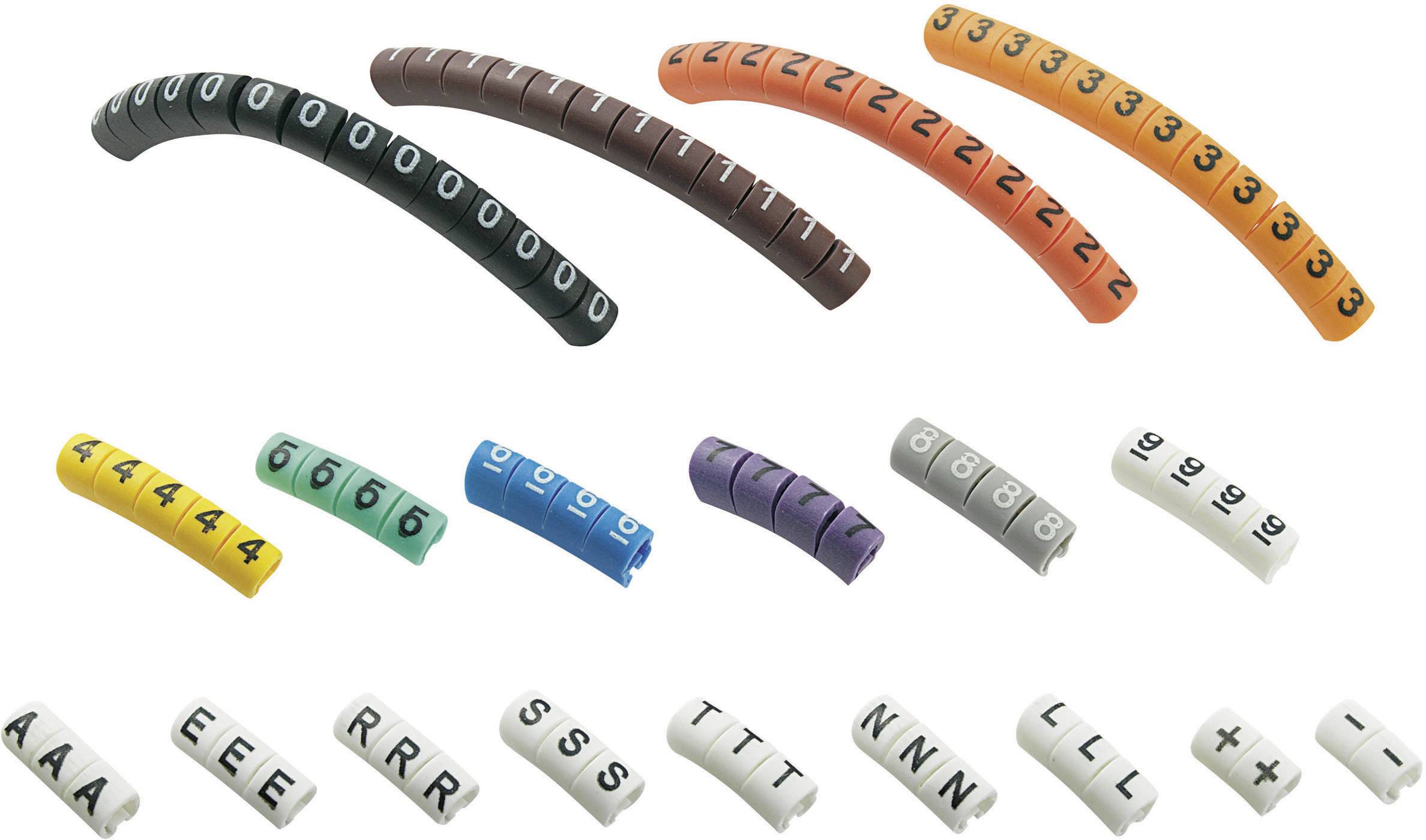 TRU COMPONENTS ECMKP-1 Pre-printed cable marker Imprint 0 - 9, A, E, L, N, R, S, T, -, + Outside diameter range 1 up to 3 mm 1566423