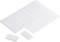 A set of white, rectangular felt furniture glides. Perfect for protecting floors from scratches and reducing noise.