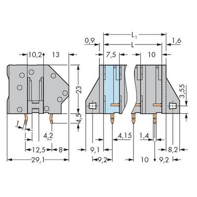 'Technical drawing of an electrical plug with precise dimensional specifications in millimetres.'