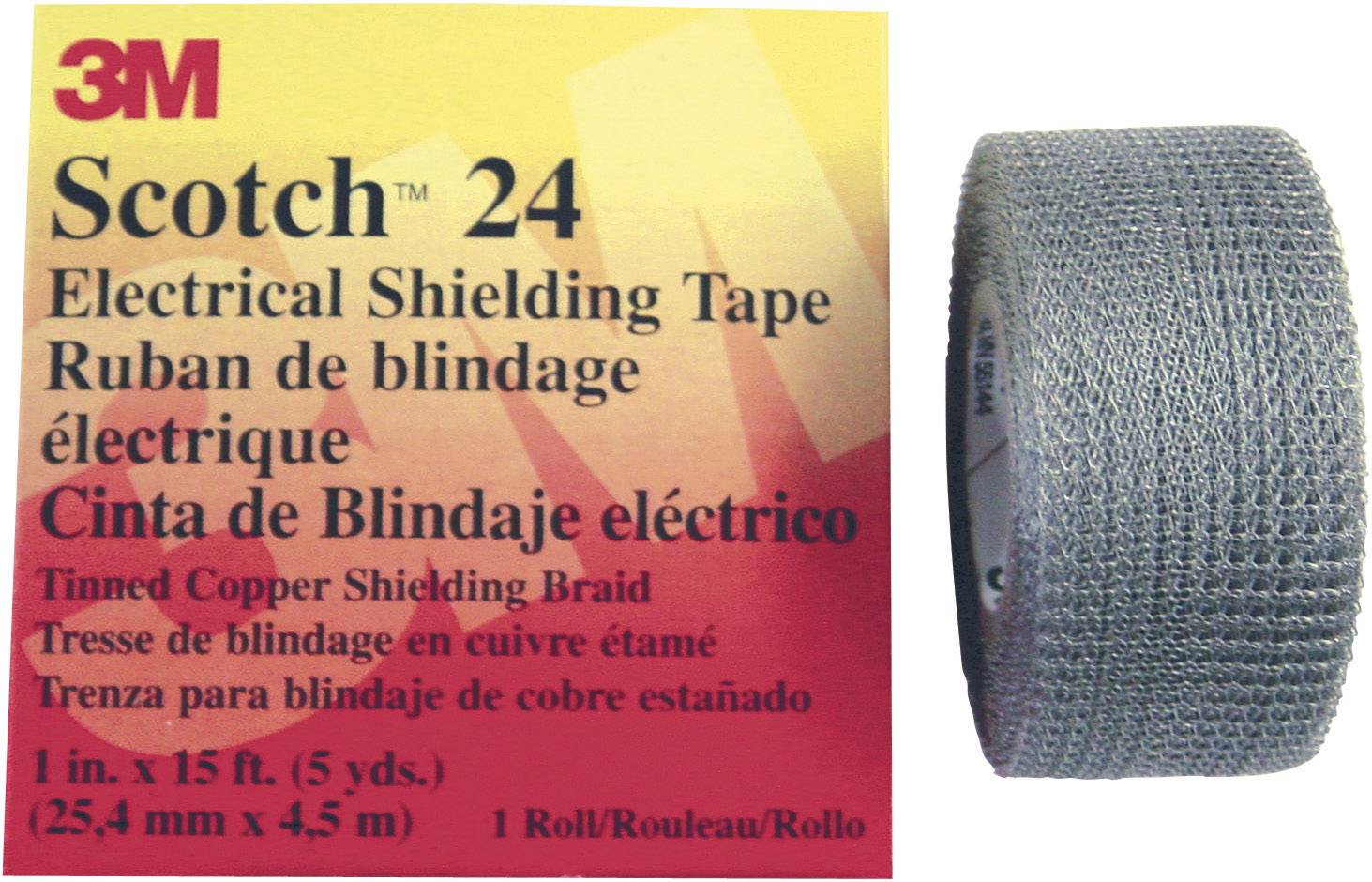 3M Scotch Brand 24 Electrical Shielding Tape Tinned Copper Wire Braid 1" X 15' 