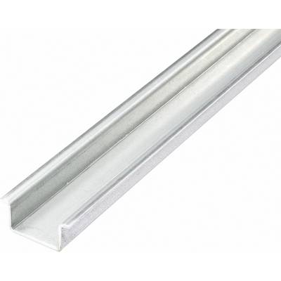 Galvanised steel U-shaped metal channel, viewed from a top-down perspective against a neutral background.