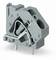 A grey plastic terminal housing suitable for DIN rail mounting in electrical control cabinets.