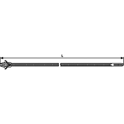 Diagram of a zip fastener in closed position, with the marking 'L' above the zip indicating its length.