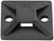 Rectangular plastic mounting clip with two holes and a central holder for cable ties.
