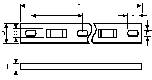 Technical Drawing: Detailed representation of a metal profile with dimensions and cross-sectional view, showing length and width measurements.