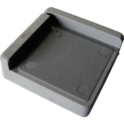 Grey, rectangular plastic underlay with raised edges and a non-slip surface, potentially usable as a protective mat or dampening pad.