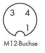 'Drawing of an M12 socket with connections 1, 3 and 4.'