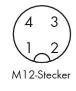 'Order of pins in an M12 connector: 1-4-3-2 clockwise.'